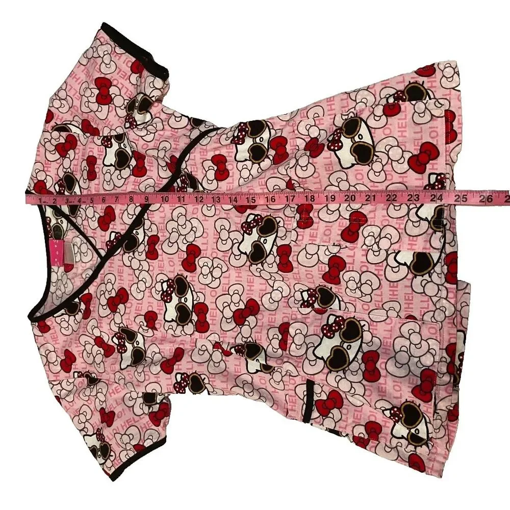Hello Kitty Pink Nurse Scrub Medical Care Top Small Cute Sunglasses Bow Kawaii - Picture 7 of 7